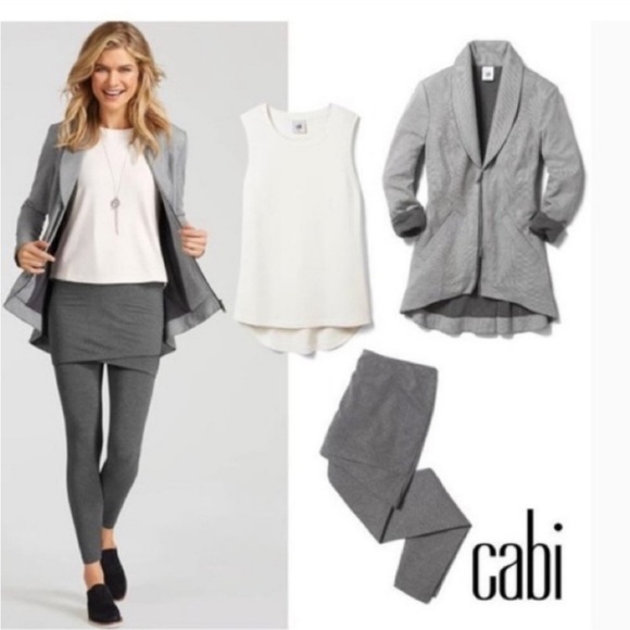 Cabi drop off zip back gray pinstripe jacket style #5300, sz Small, VGUC - Picture 2 of 8